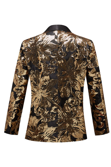 gyllen blomst formet paljetter menns blazer